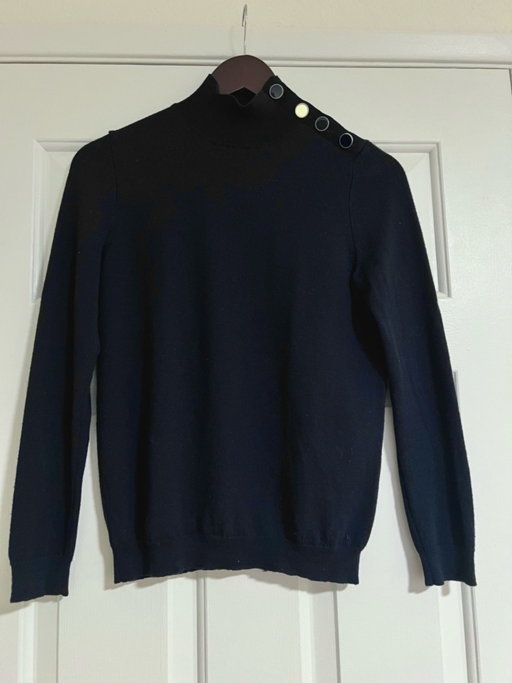 Sezane Jacob Jumper Mock Neck Navy Blue Merino Wool (Size XS)
